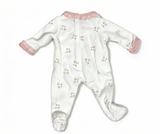 Floral Footed Sleeper White Pink Ruffle Pajamas FOR 15'' Doll