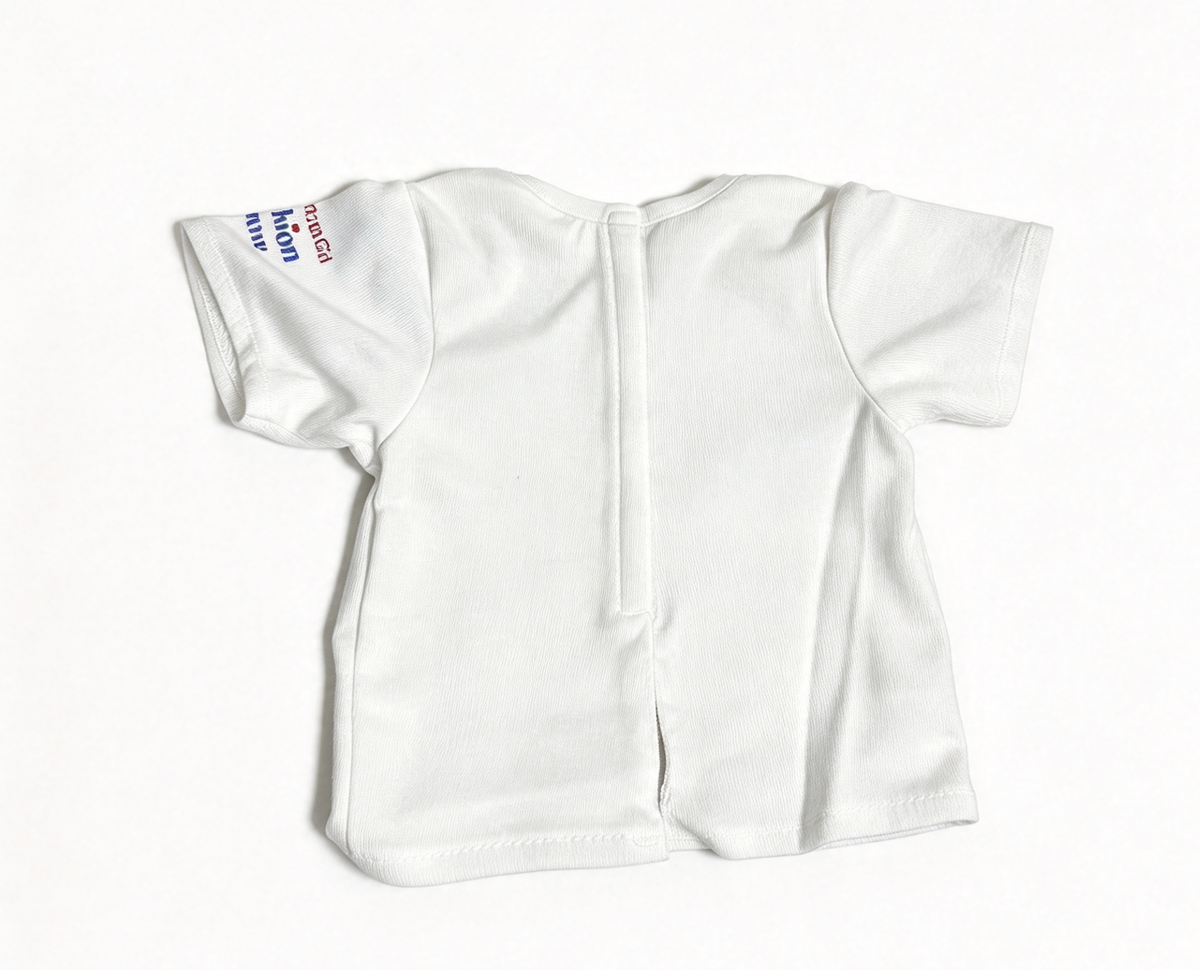 White Short Sleeve T-Shirt With Sparkle Spirit Style Star Print FOR 18'' Doll