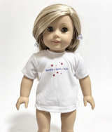 White Short Sleeve T-Shirt With Sparkle Spirit Style Star Print FOR 18'' Doll