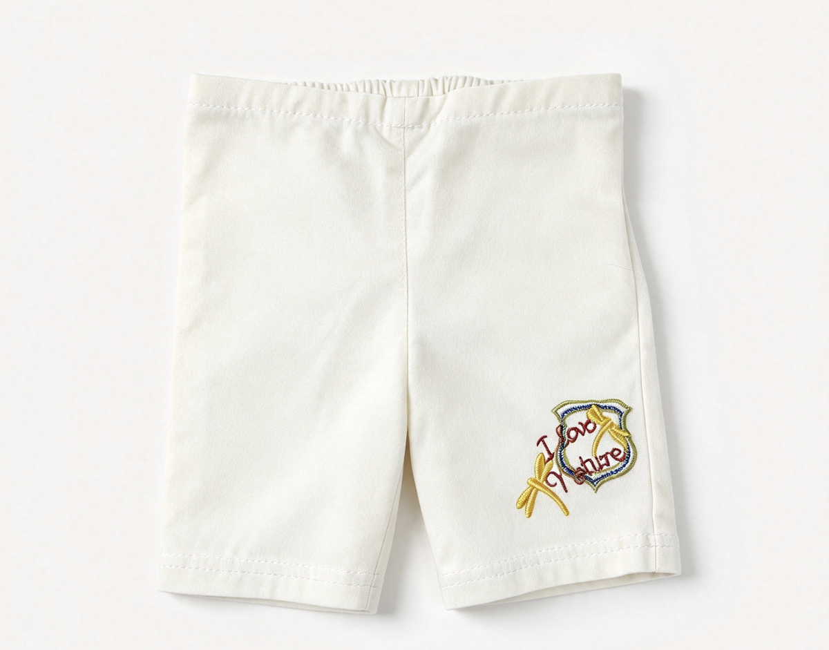 White Elastic Waist Shorts With Embroidery Logo FOR 18'' Doll