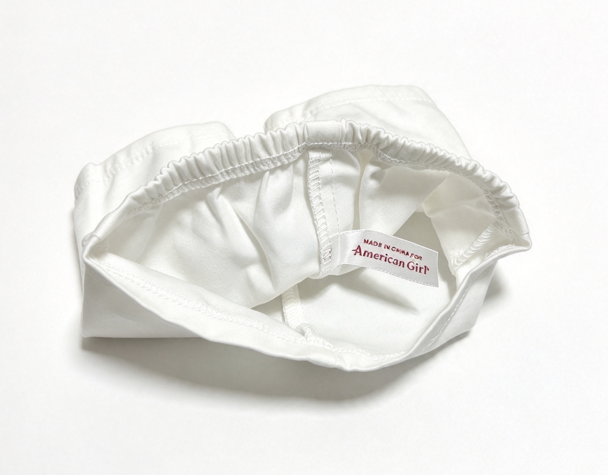 White Elastic Waist Shorts With Embroidery Logo FOR 18'' Doll