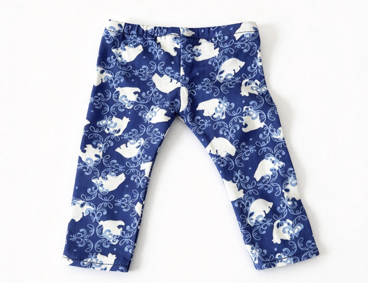 Polar Bear Pajamas Dark Blue Knit Leggings for 18" Doll Pants