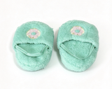 Green Fuzzy Slippers With Embroidered Flower FOR 18'' DOLL