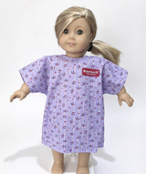 Purple Floral Hospital Gown FOR 15'' DOLL