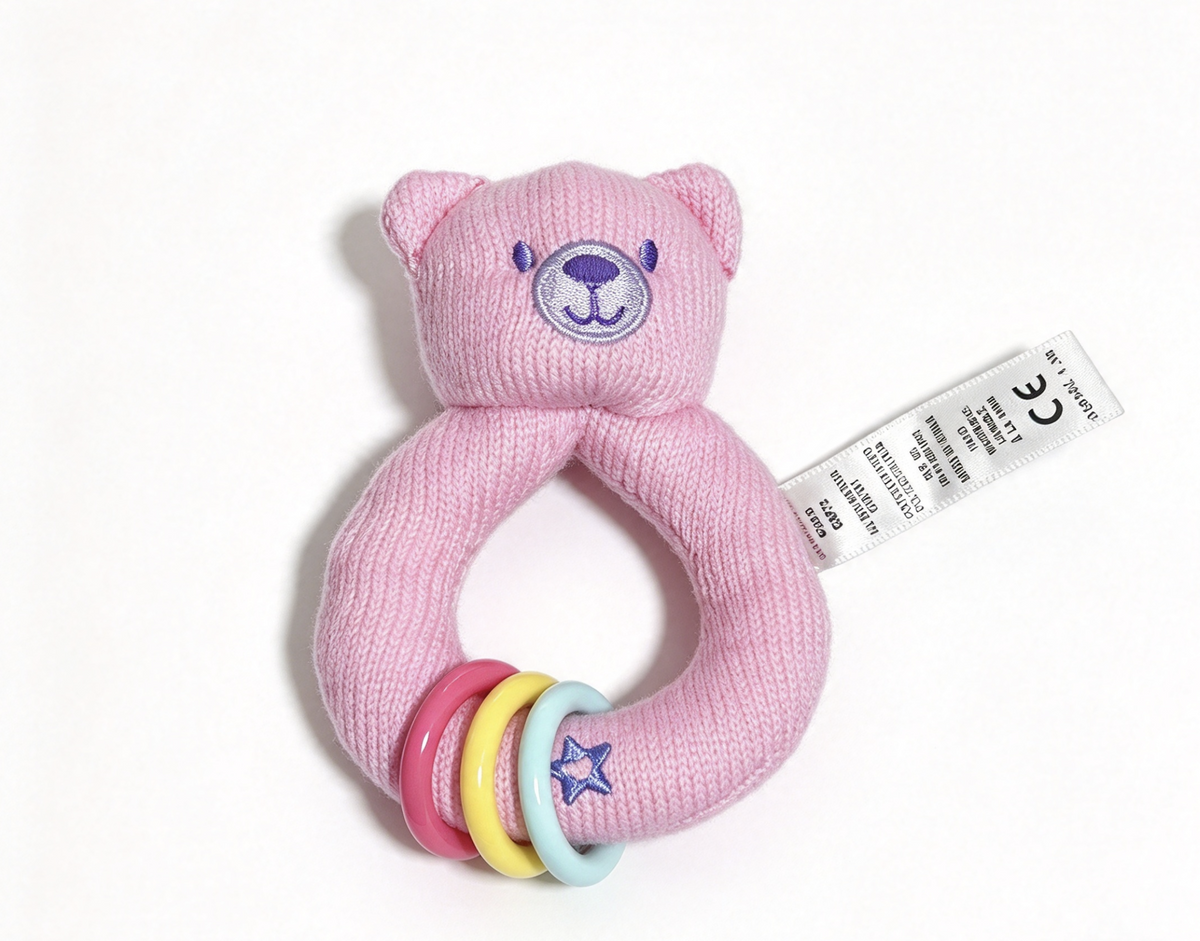 4" Plush Rattle Toy Teddy Bear & Rings Accessory FOR 18'' DOLL