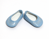 Light Blue Flat Shoes With Silver Floral Print FOR 18'' DOLL