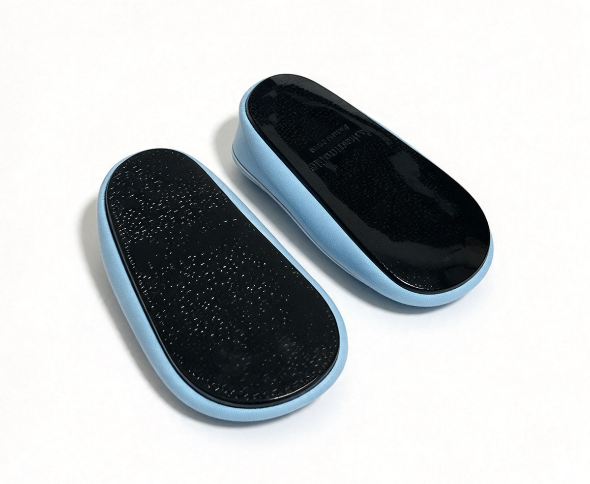 Light Blue Flat Shoes With Silver Floral Print FOR 18'' DOLL