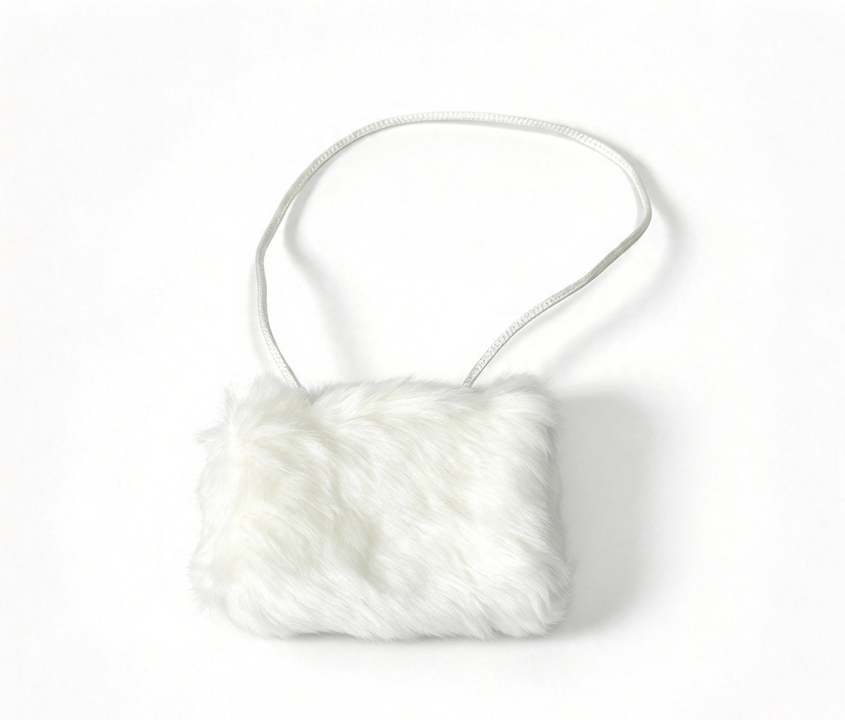 White Faux Fur Muff For 18'' Doll Winter Coat Outfit