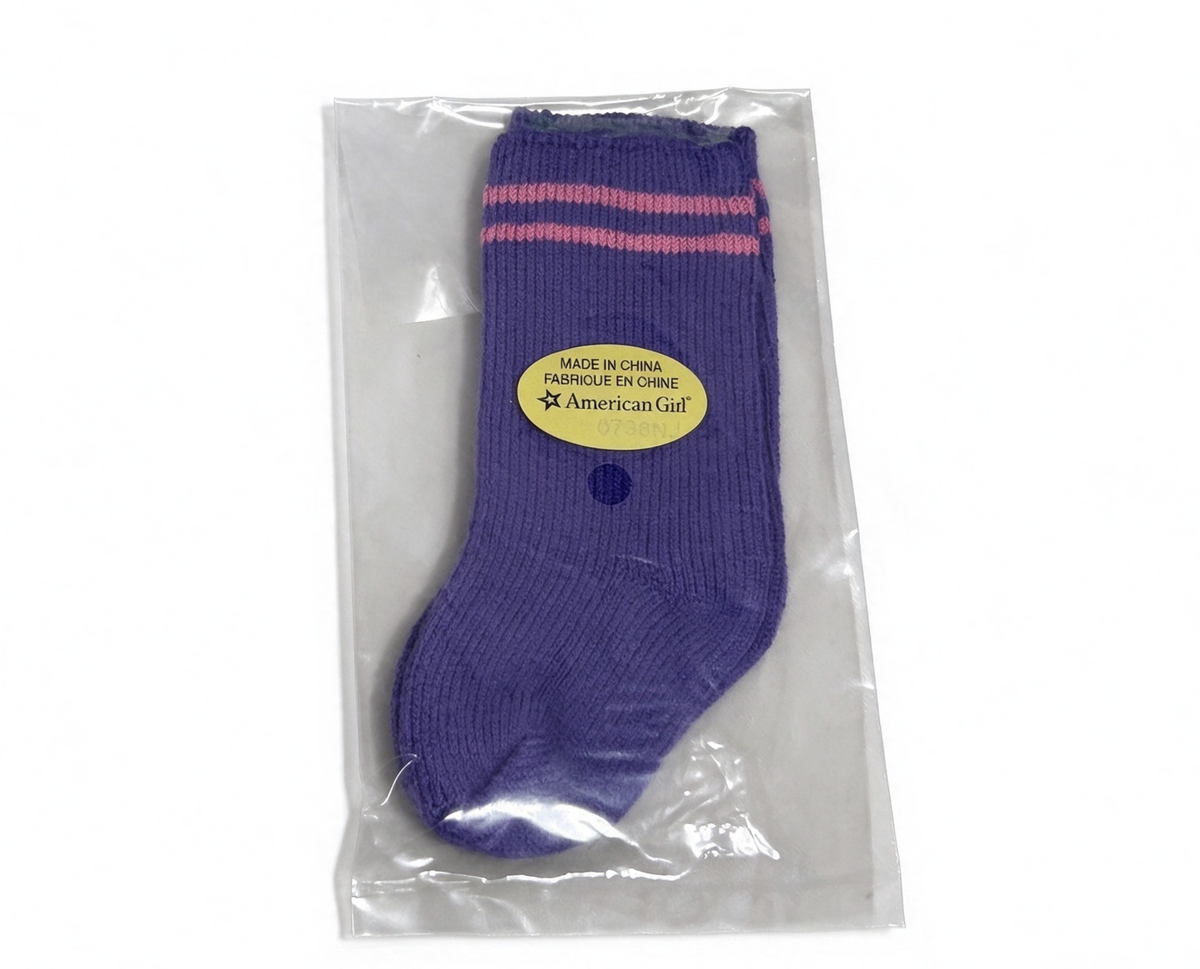 Purple Socks With Pink Stripes FOR 18'' DOLL