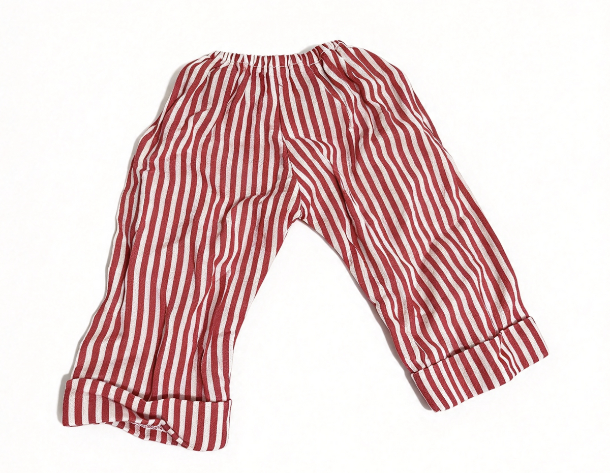 Red And White Striped Roll Cuff Pants FOR 18'' DOLL