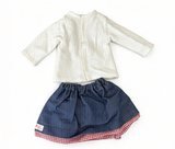 Our Generation Cream Cardigan & Denim Skirt Outfit for 18" Doll