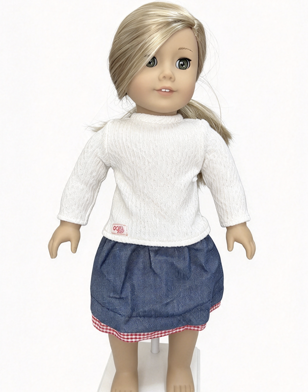 Our Generation Cream Cardigan & Denim Skirt Outfit for 18" Doll