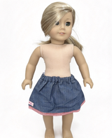 Our Generation Denim Skirt with Red Gingham Trim for 18" Doll