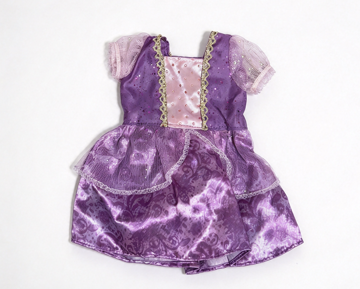 Purple Pink Glitter Puff Sleeve Princess Dress FOR 14'' DOLL