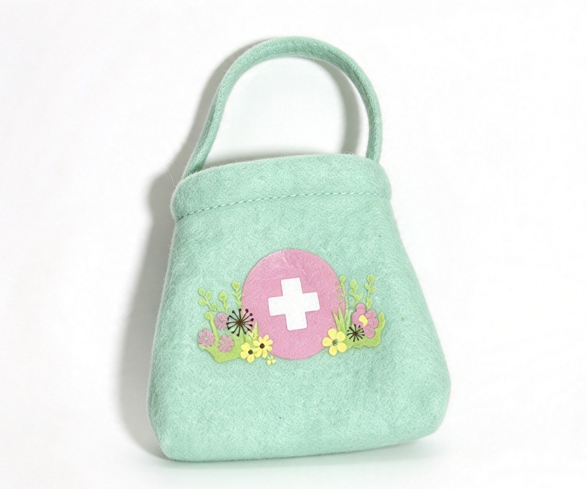Light Green Felt Medical Tote Bag FOR 18'' DOLL