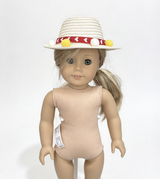 Pom Pom Straw Hat FOR 18'' Doll Summer Accessory