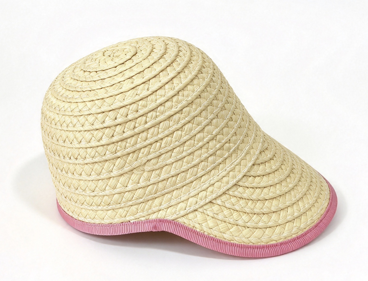 Beige Straw Cap With Pink Edge Trim FOR 18'' Doll Hat Accessory