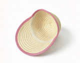 Beige Straw Cap With Pink Edge Trim FOR 18'' Doll Hat Accessory