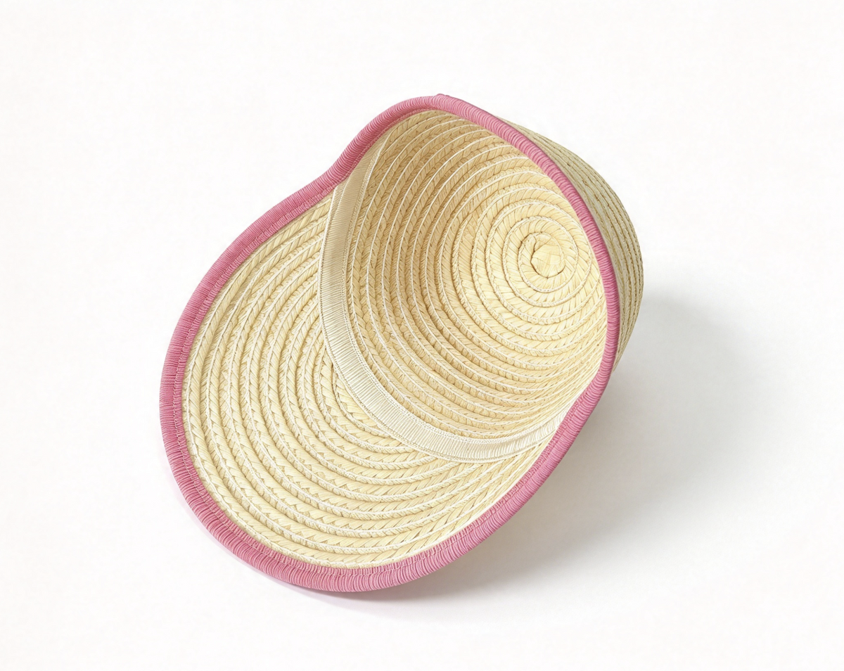 Beige Straw Cap With Pink Edge Trim FOR 18'' Doll Hat Accessory