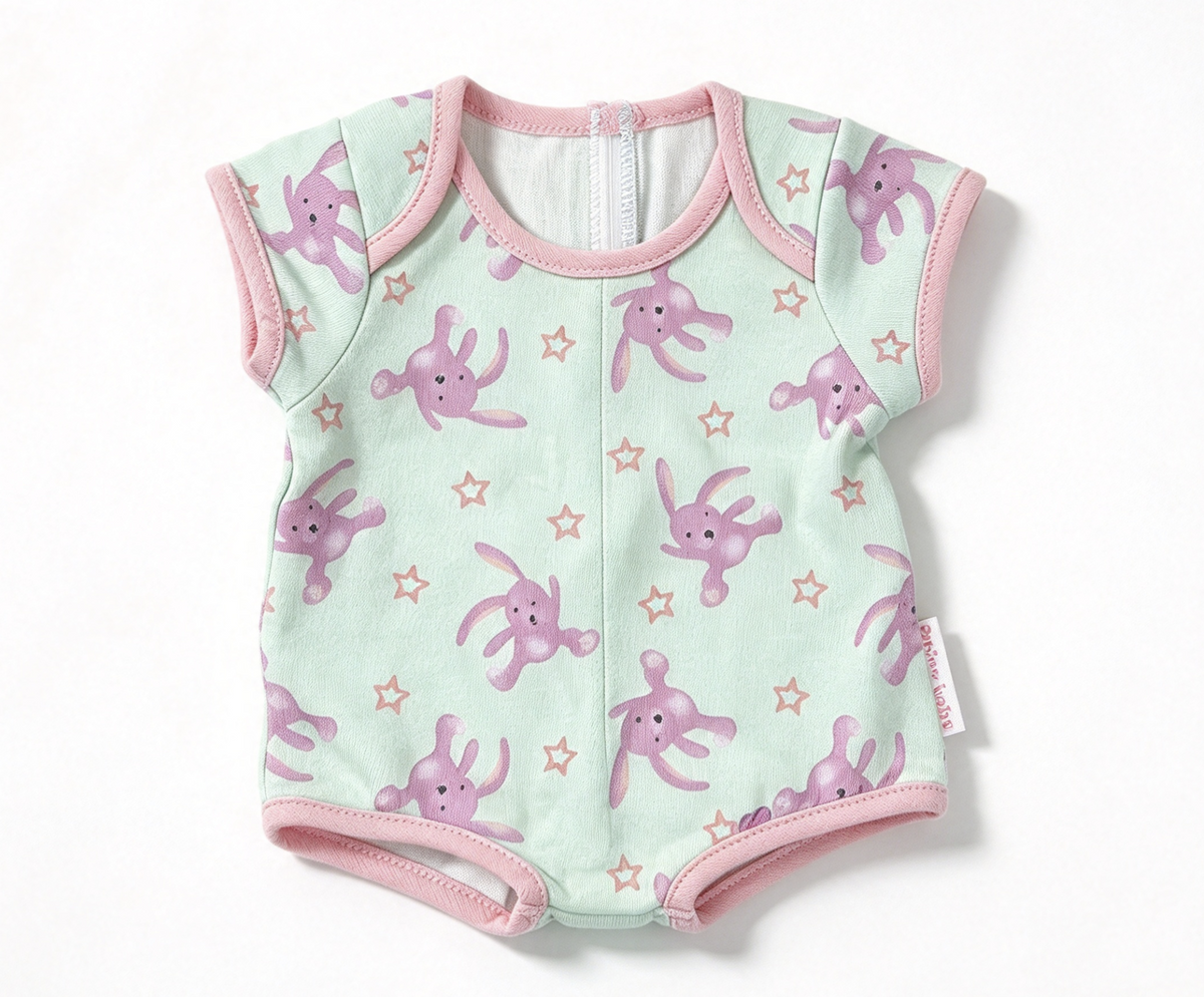 Mint Green Rabbit & Star Print Romper FOR 15'' DOLL