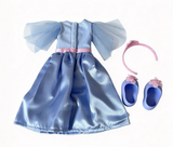 Light Blue Flower Princess Dress set FOR 14.5'' DOLL Fairy Tale Florals Outfit