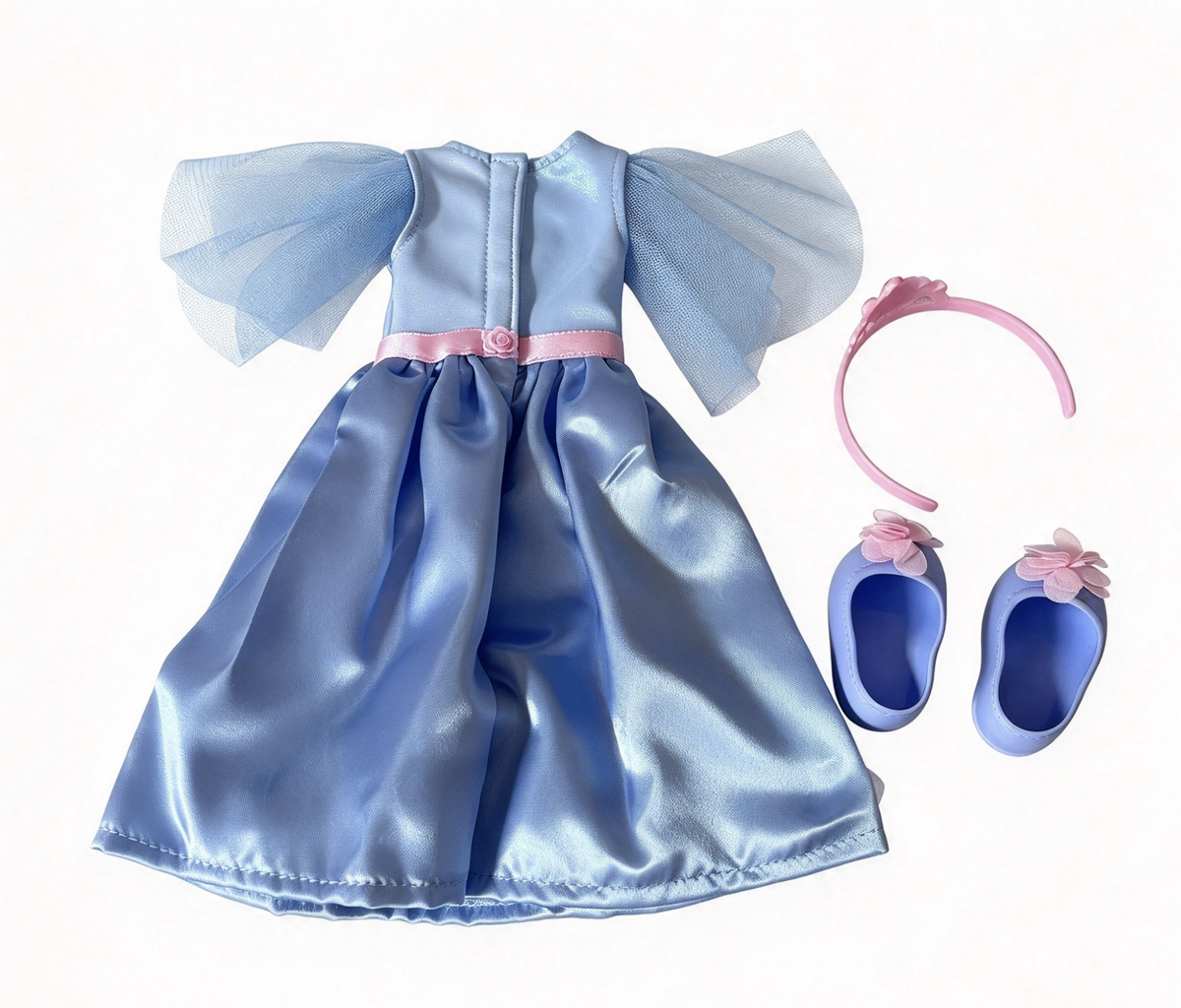 Light Blue Flower Princess Dress set FOR 14.5'' DOLL Fairy Tale Florals Outfit
