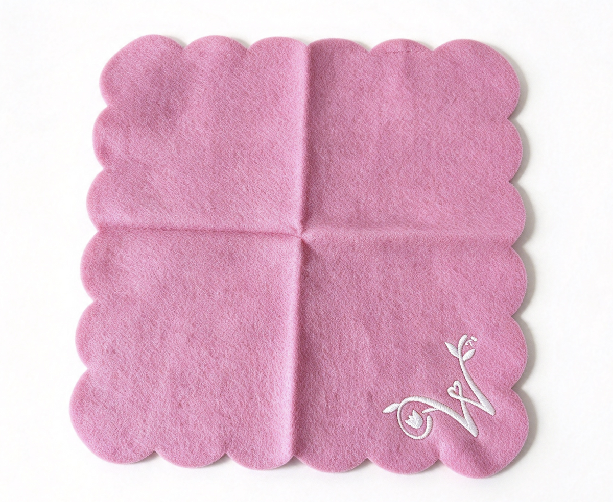 Pink Scalloped Embroidered Felt Blanket FOR 14.5'' DOLL