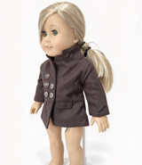 Dark Brown Double Breasted Stand Collar Wool Coat FOR 18'' DOLL