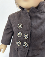 Dark Brown Double Breasted Stand Collar Wool Coat FOR 18'' DOLL