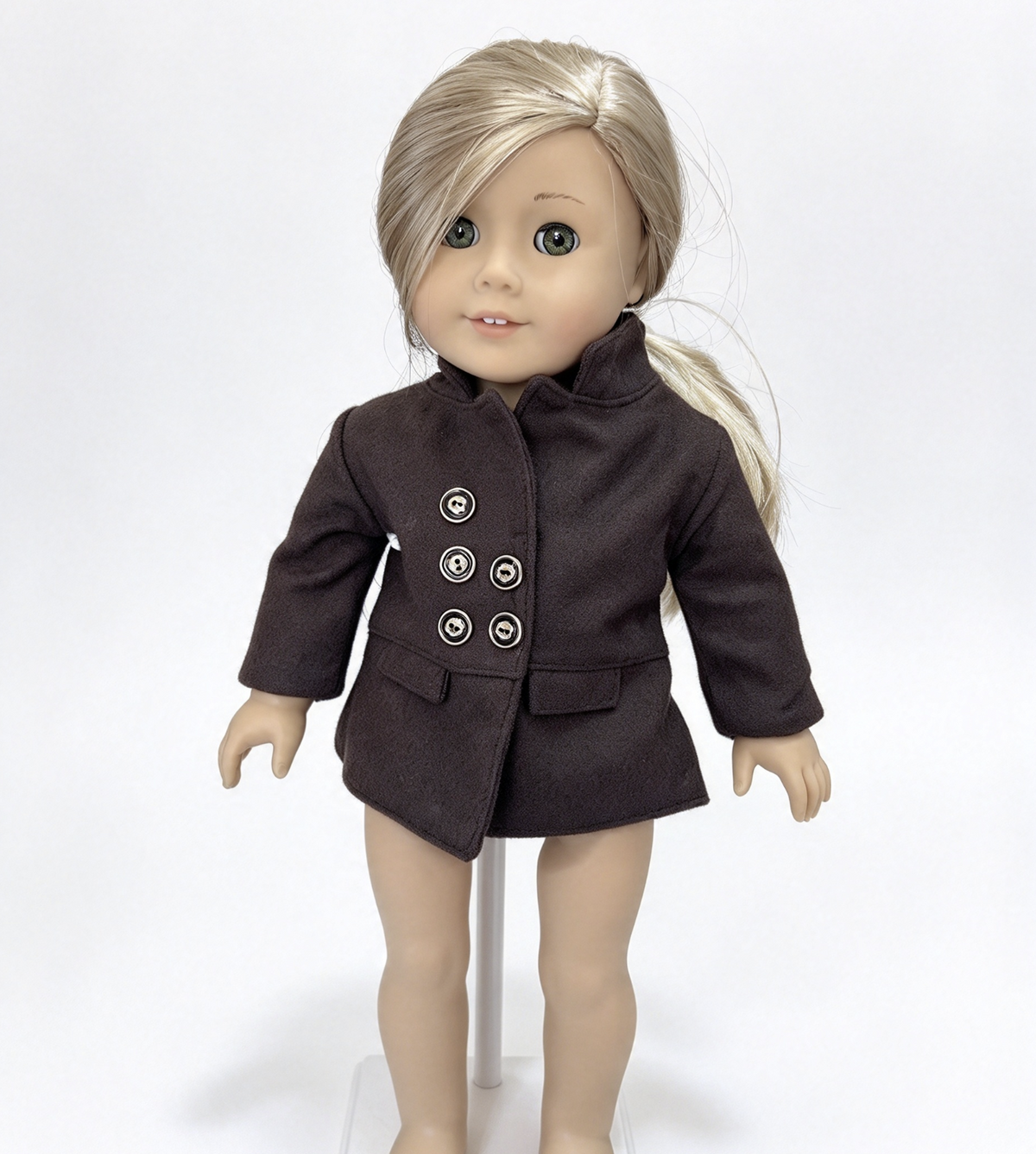 Dark Brown Double Breasted Stand Collar Wool Coat FOR 18'' DOLL