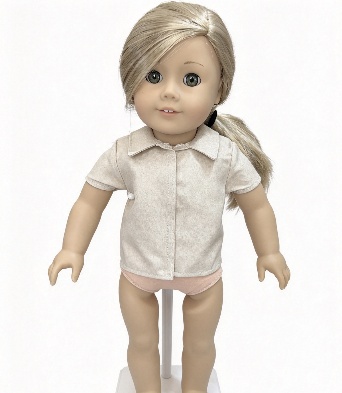 Light Beige Collared Short Sleeve Shirt FOR 18'' DOLL