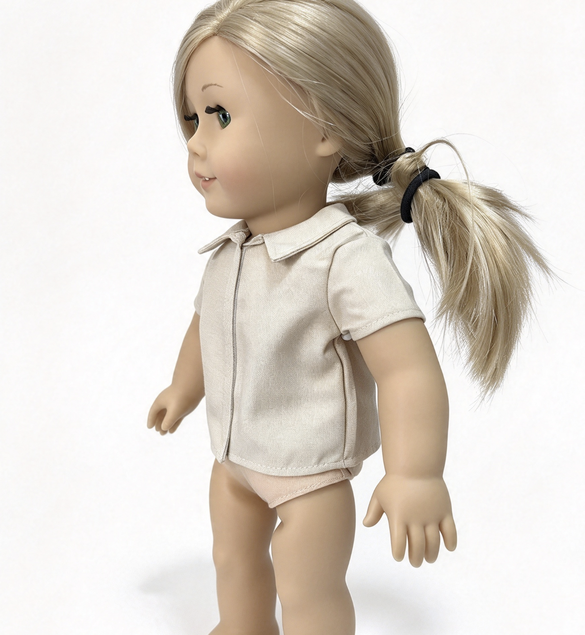 Light Beige Collared Short Sleeve Shirt FOR 18'' DOLL
