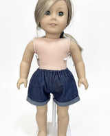Dark Blue Cuffed Denim Shorts FOR 18'' DOLL