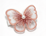 Dusty Pink Lace Butterfly Pearl Hair Clip FOR 18'' DOLL