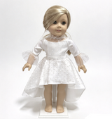 White Dot Tulle High Low Evening Gown FOR 18'' DOLL Dress