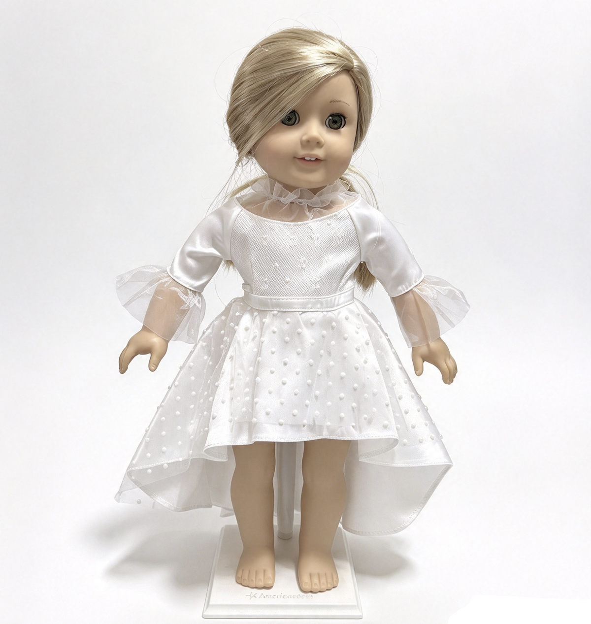 White Dot Tulle High Low Evening Gown FOR 18'' DOLL Dress