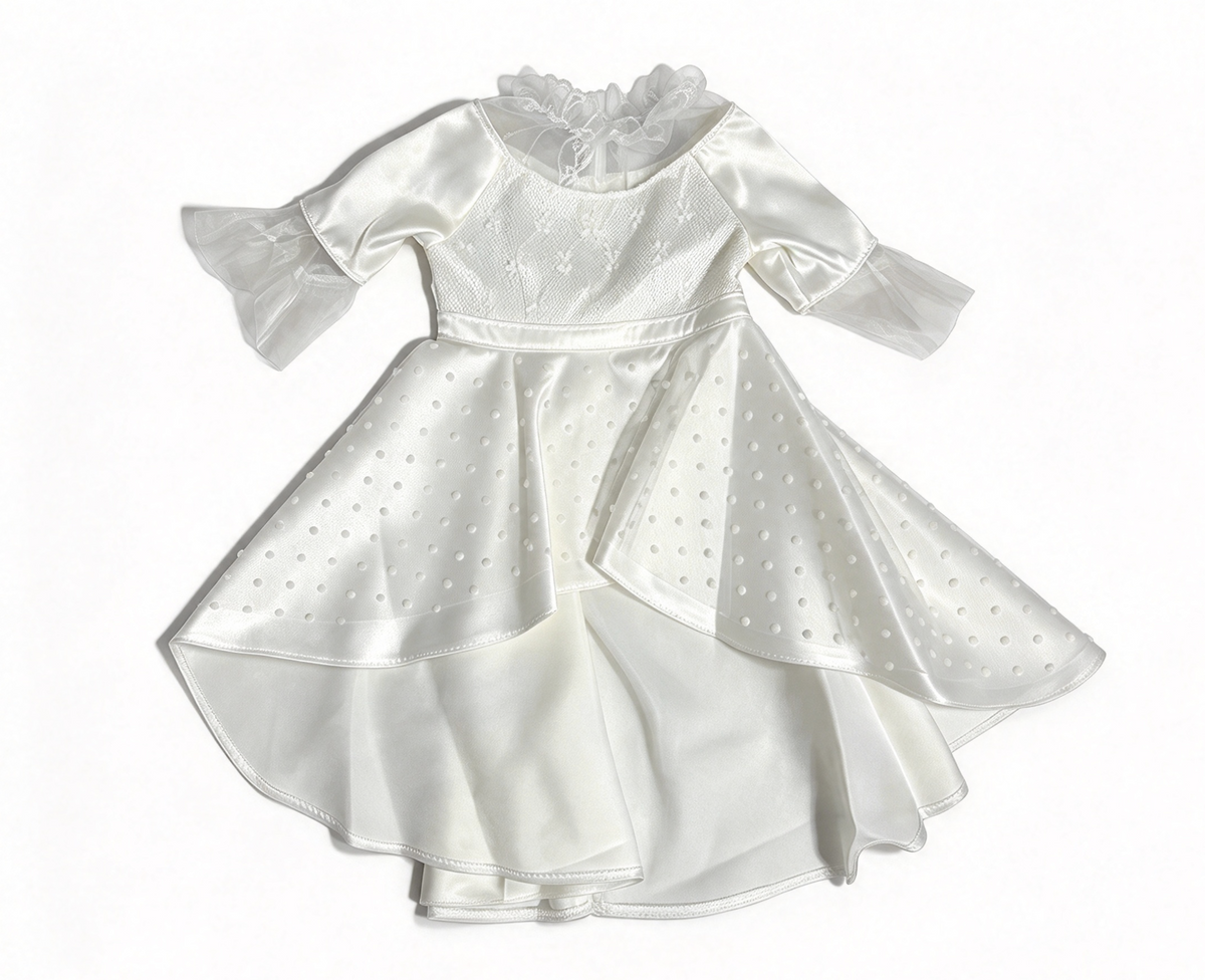 White Dot Tulle High Low Evening Gown FOR 18'' DOLL Dress