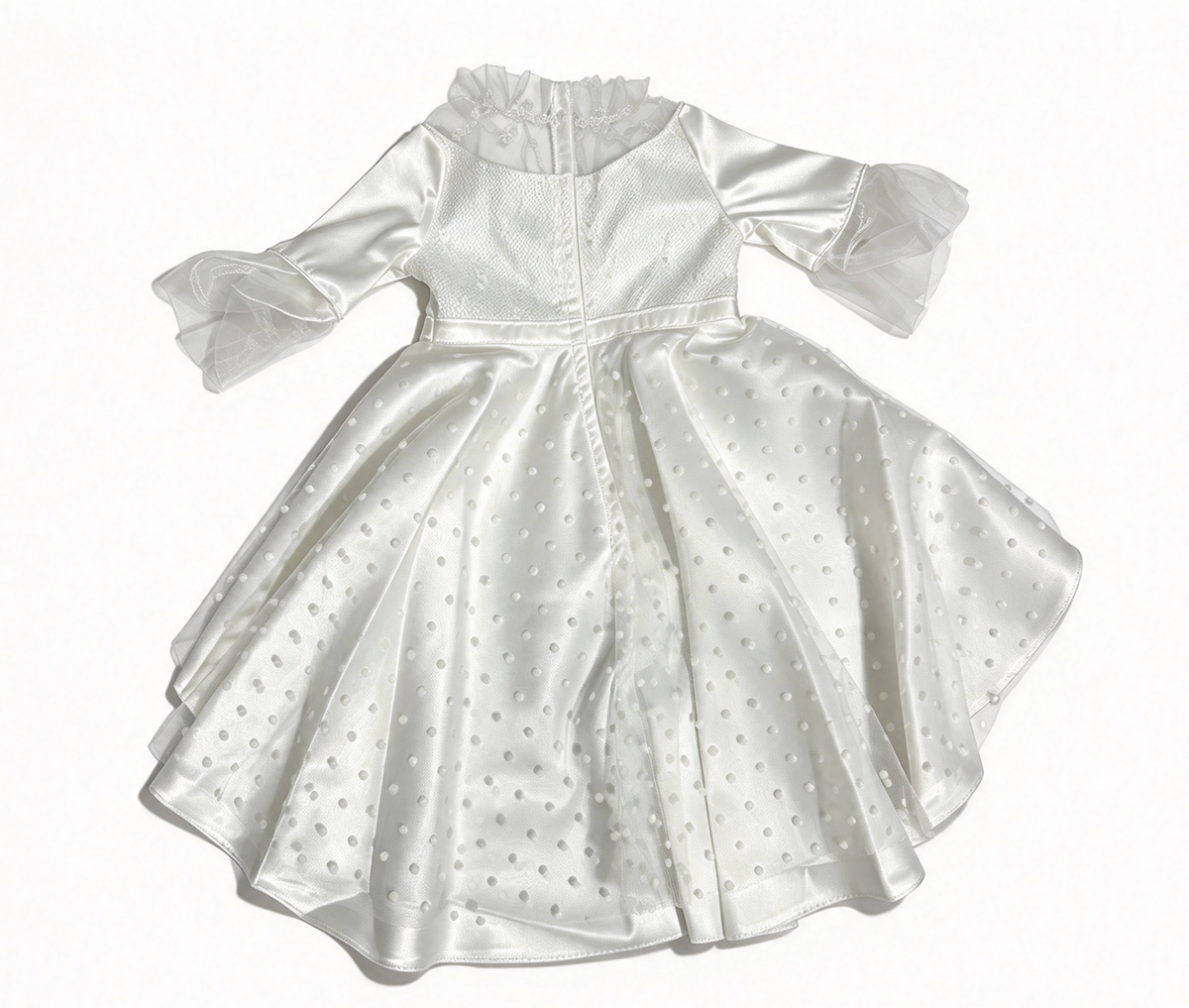 White Dot Tulle High Low Evening Gown FOR 18'' DOLL Dress