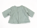 Green White Stripe Sailboat Print Long Sleeve Top FOR 14'' DOLL