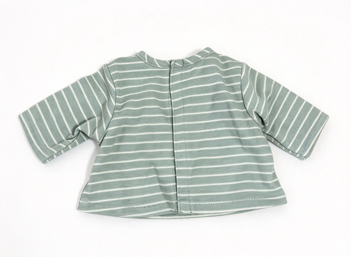 Green White Stripe Sailboat Print Long Sleeve Top FOR 14'' DOLL