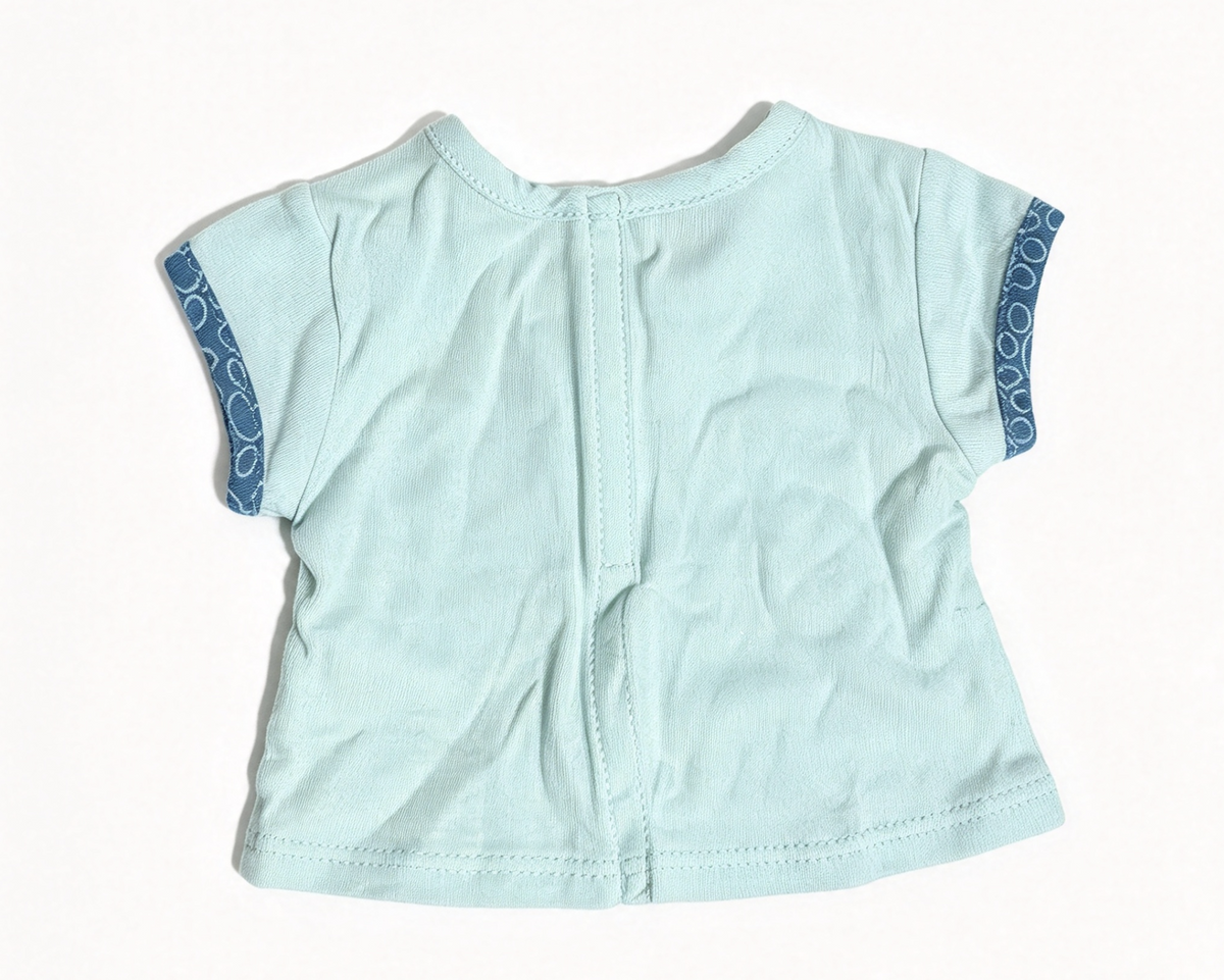 Light Blue Puppy Print Short Sleeve Top for 18'' doll T-shirt Pomeranian Pajamas Outfit