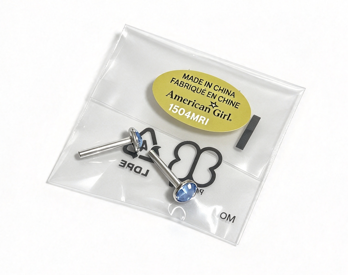 Blue Round Gem Stud Earrings FOR 18'' DOLL