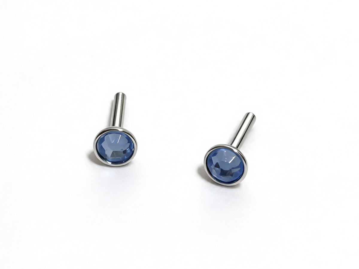 Blue Round Gem Stud Earrings FOR 18'' DOLL