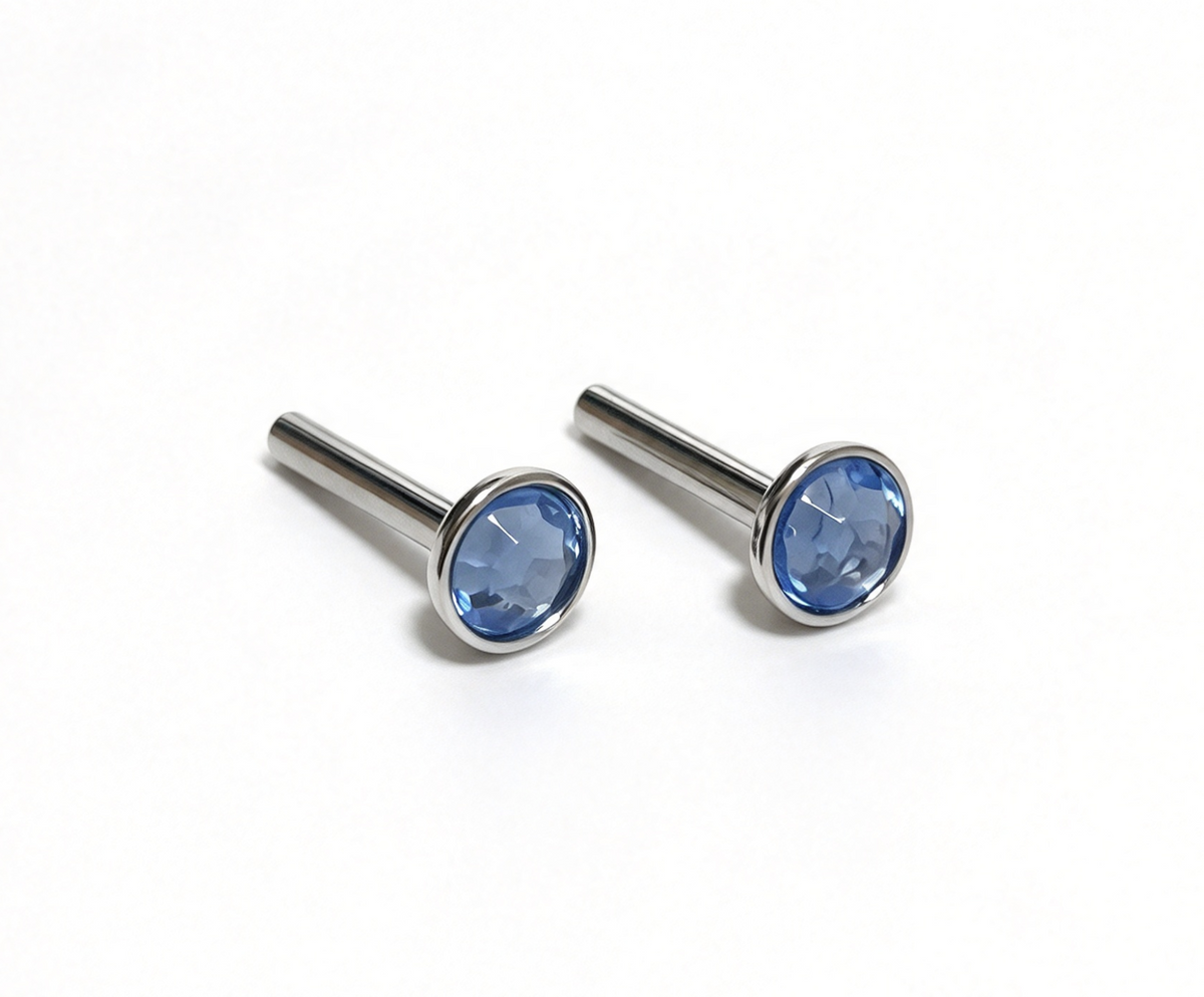 Blue Round Gem Stud Earrings FOR 18'' DOLL