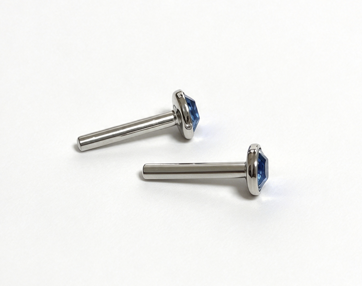Blue Round Gem Stud Earrings FOR 18'' DOLL