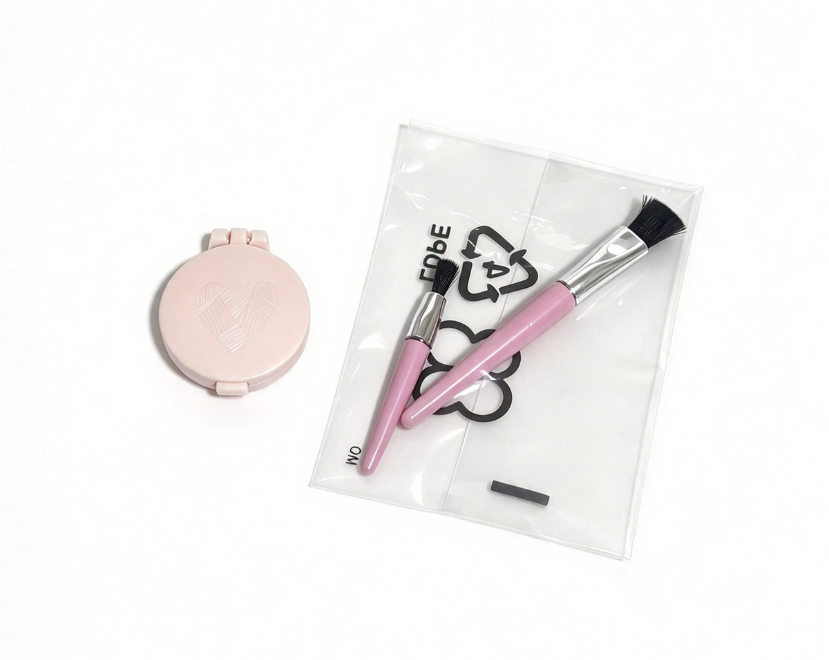 2Pcs Pink Faux Makeup Brush & Mirror Compact Set FOR 18'' DOLL Raquel Vintage Vanity