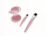 2Pcs Pink Faux Makeup Brush & Mirror Compact Set FOR 18'' DOLL Raquel Vintage Vanity