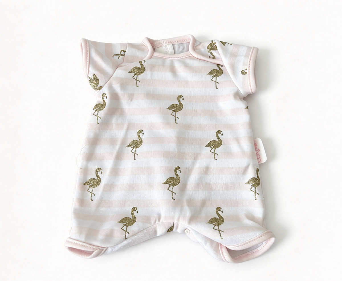 Gold Flamingo Striped Romper Fits 14'' 15'' Baby Doll Doll Clothes Outfit