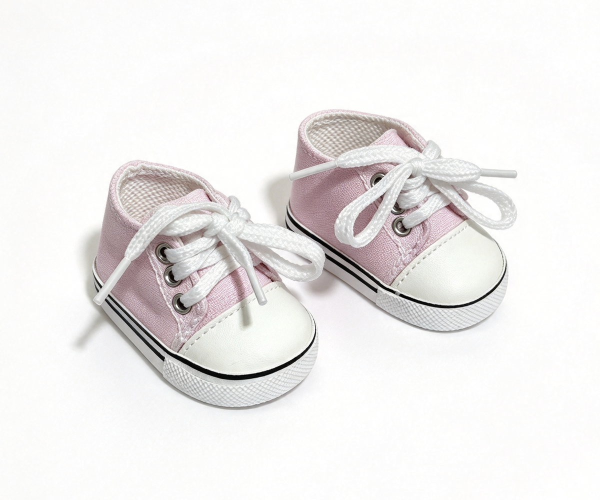 Light Pink Lace Up Canvas Sneakers FOR 18'' DOLL Shoes