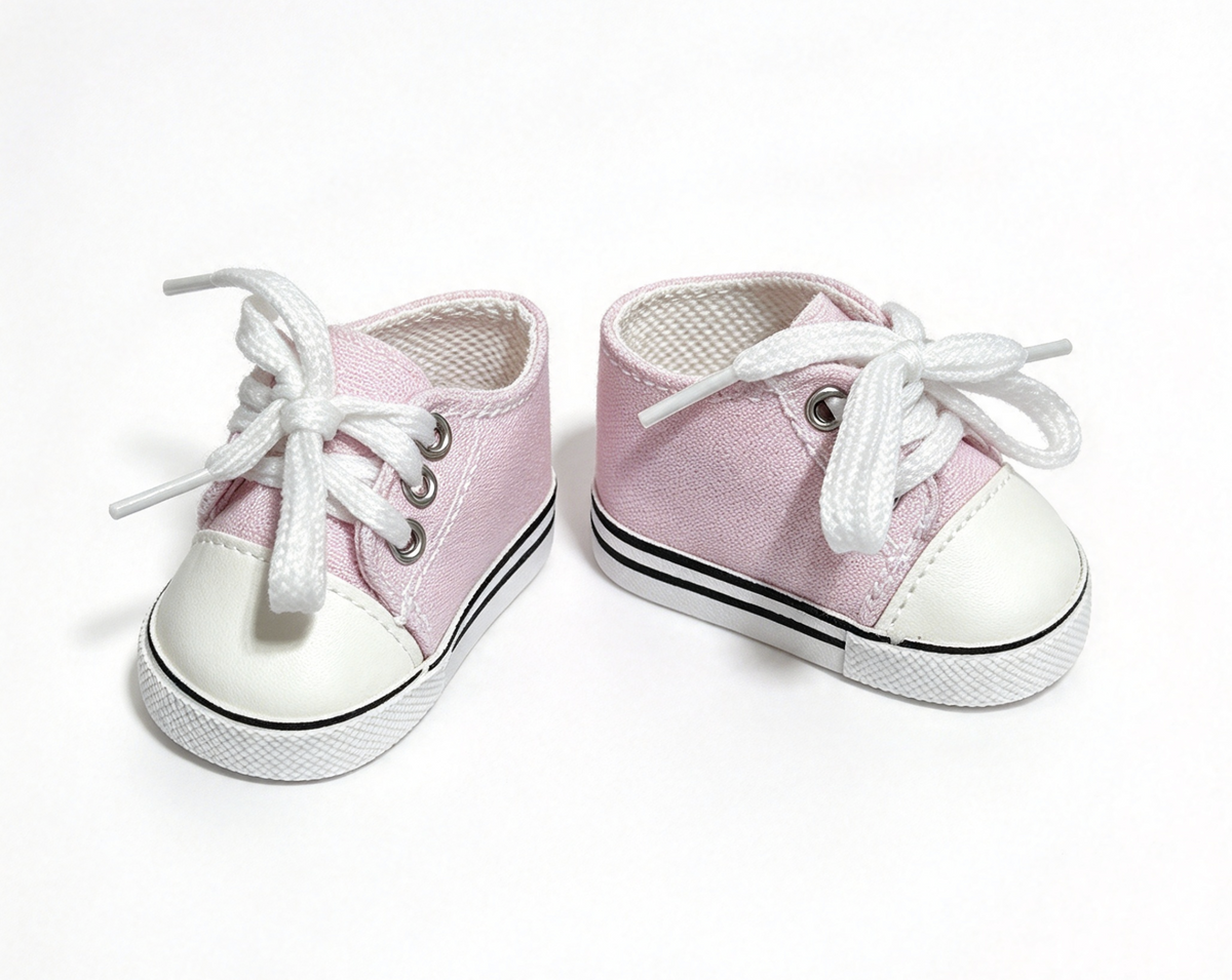 Light Pink Lace Up Canvas Sneakers FOR 18'' DOLL Shoes